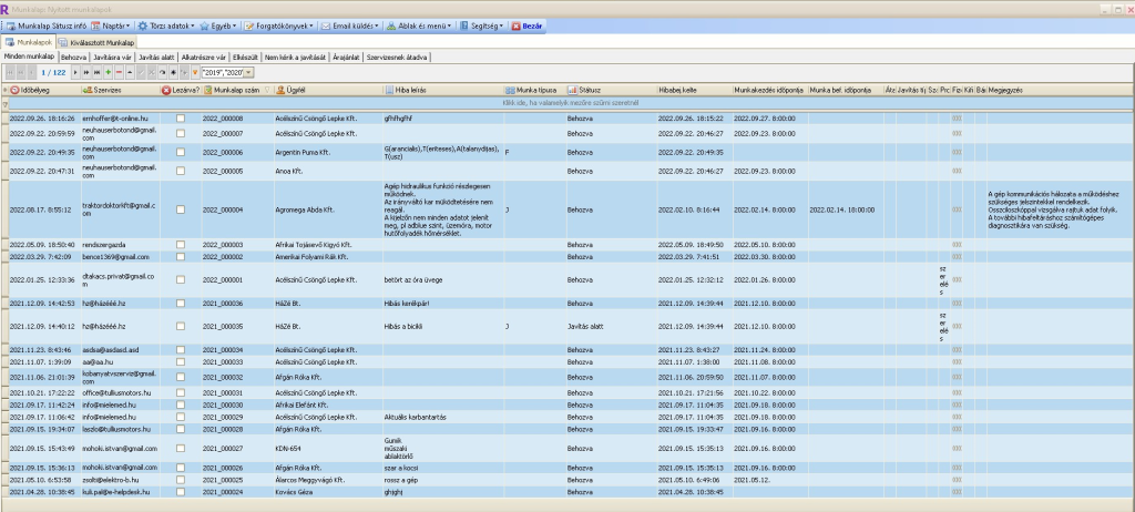 munkalap szoftver, munkalapok