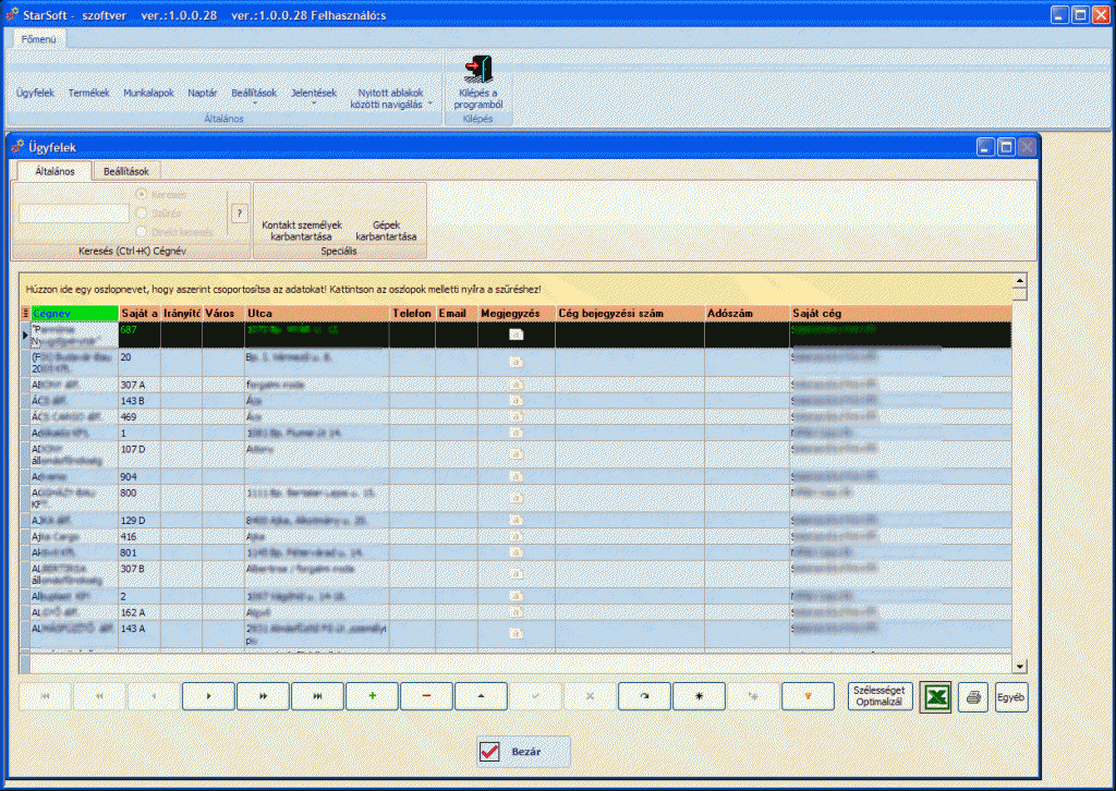 Szerviz szoftver, ügyfelek karbantartása